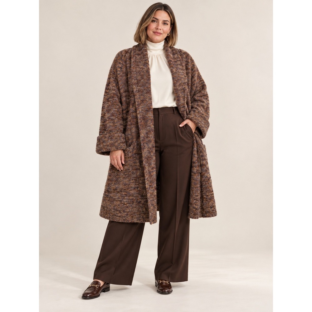 Boho Soft Surroundings SpaceDye Metallic Knit OpenFront CardiganSweater 3X Coat